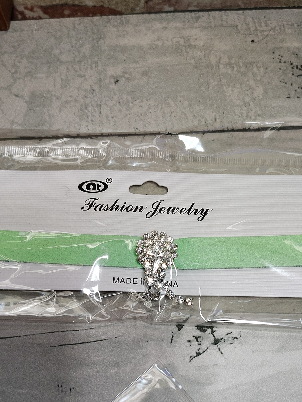 📿 Faux Suede Choker with Crystal Tassel Pendant 13" To 15" - Picture 5 of 7